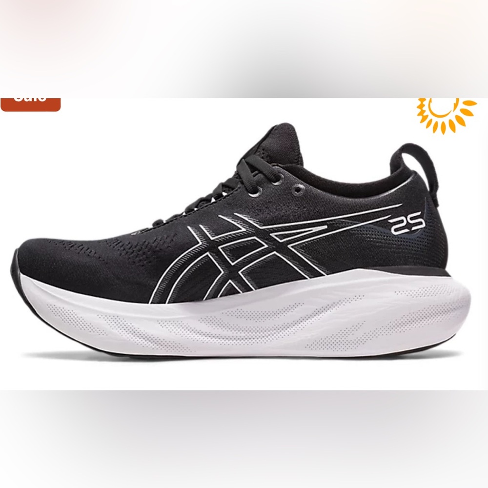 ASICS Women's Gel-Nimbus 25 Running Shoes, 8.5, Black & White